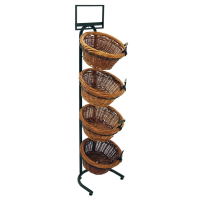 4-Tier Round Willow Basket Display with (4) Clips & Sign Frame