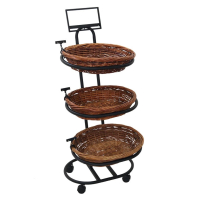 3-Tier Oval Willow Basket Display with (3) Clips & Sign Frame