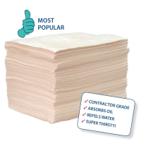 Light Oil Only Standard Meltblown Pads 15" x 19" 200 Pads - White