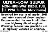 An image of item: Ultra-low sulfur NON-HIGHWAY diesel decal